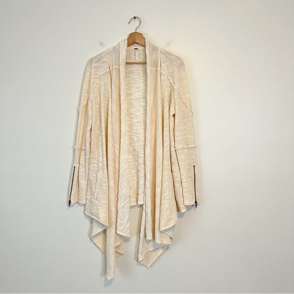 Free People In the Loop Open Front Cardigan in Cream Size Small - Picture 3 of 8